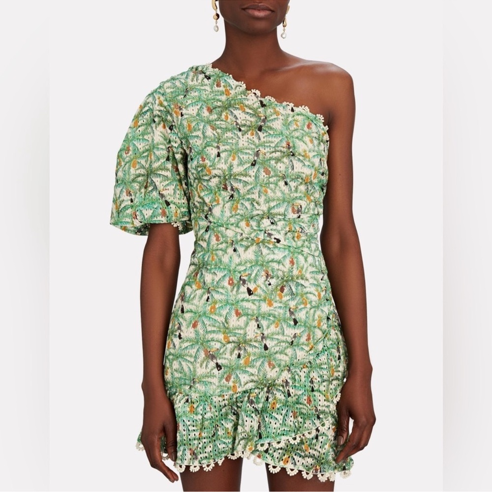 FARM RIO Mini Toucans One Shoulder Mini Dress Multi Colored Size XL New